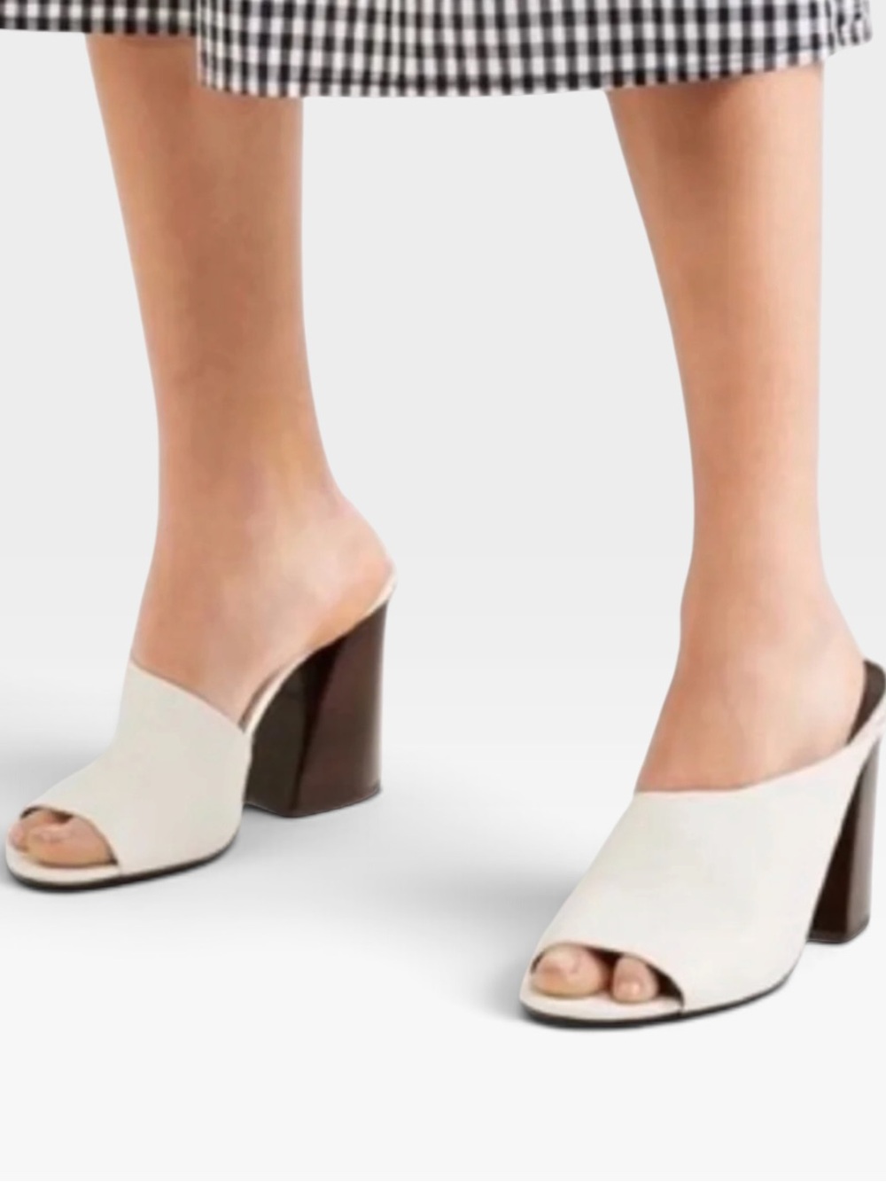 Mercedes Castillo White Grained Calf Leather Block Heel Mules 8.5 NIB